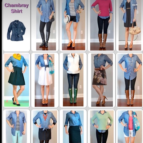 Papaya 100% Cotton Blue Denim Chambray Ladies Long Sleeve Shirt size M - Picture 12 of 12